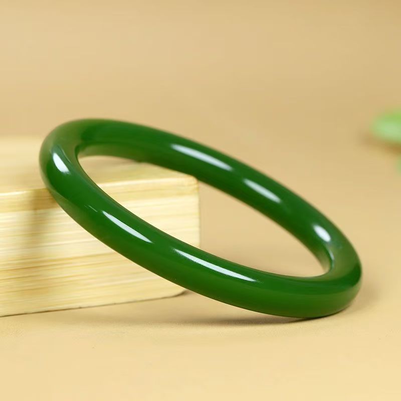 Hurtowa, ręcznie robiona okrągła bransoletka z jadeitu w stylu Tanxi z Xinjiang, z zielonkawym odcieniem i brzęczącym dźwiękiem. Łańcuszek na rękę._voghion.com