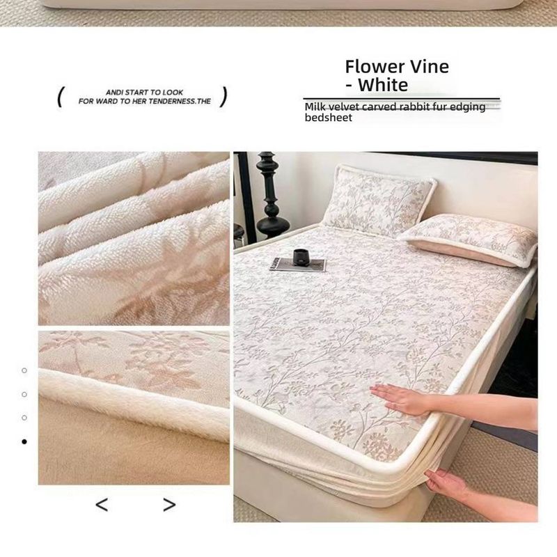 Premium Milk Fleece Fitted Sheet With 3D Carved Patterns – 360° Full Wrap, Anti-Static & Hypoallergenic For Ultimate Comfort_voghion.com