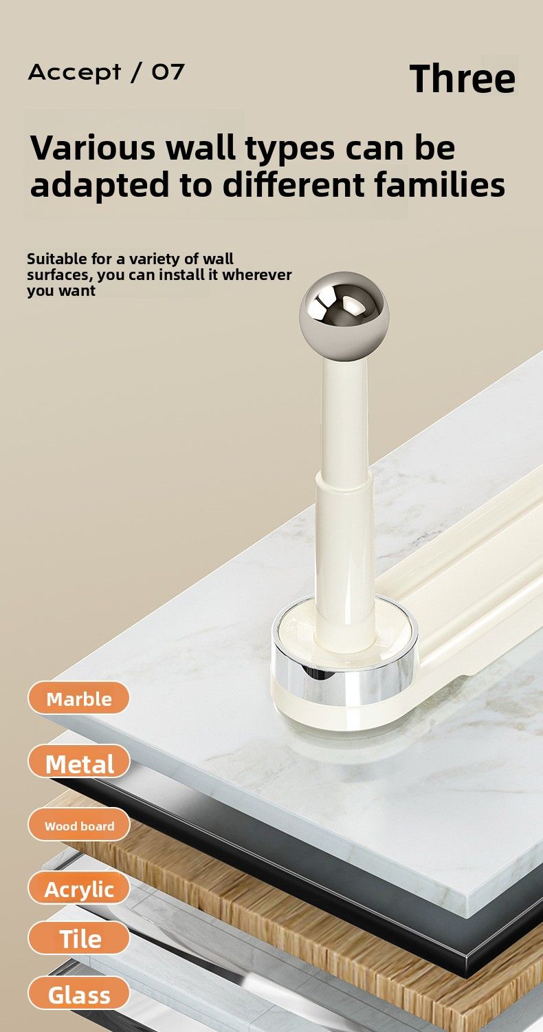 Suction Cup Artifact Balcony Telescopic Household No-Drill Wall-Mounted Organizer Hanger Storage Rack_voghion.com