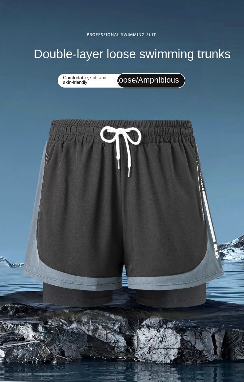 Neue Double Baggy Anti-Peinlichkeits-Sportshorts für Herren am Strand_voghion.com