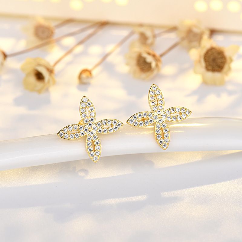 Fashionable flower earrings for women, pure silver needle earrings, high-end feeling, simple and exquisite small_voghion.com