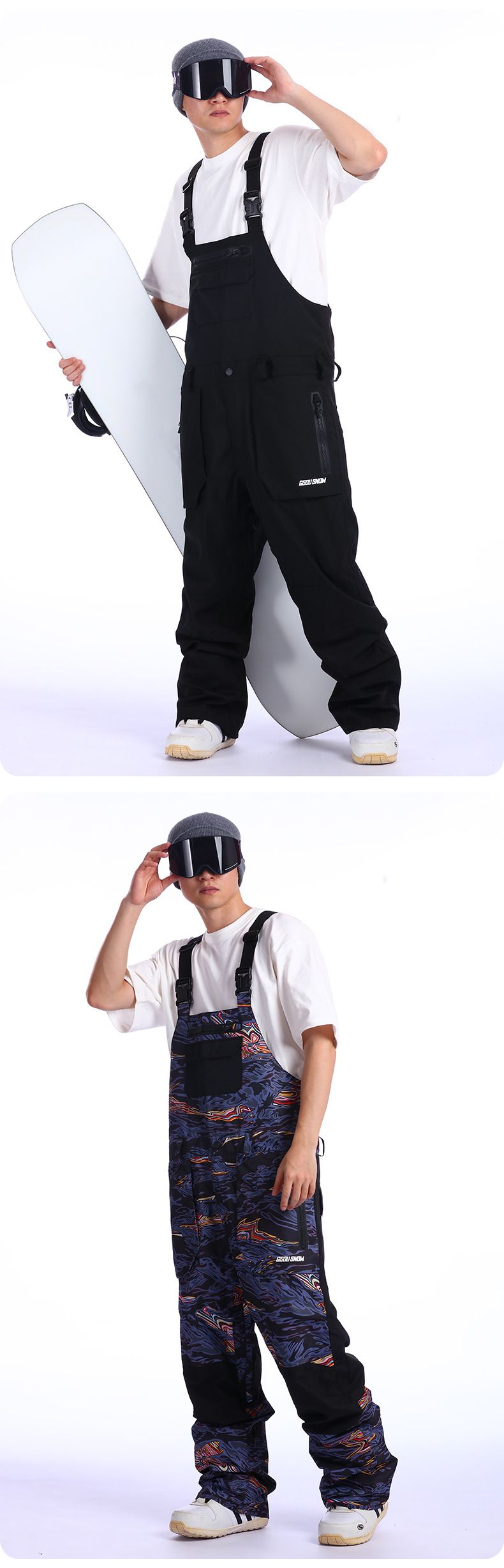 001 2425 New Me, Widproof, Warm, Waterproof, Sigle Ad Double Board, Foreig Trade Oe-Piece Ski Pats With Straps For_voghion.com