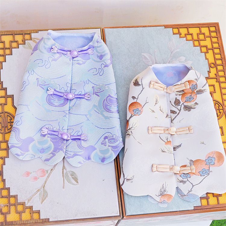 Robe pour animal de compagnie, costume Tang, tenue de Nouvel An de style chinois pour chat et chien, vêtements pour bichon et poméranien_voghion.com