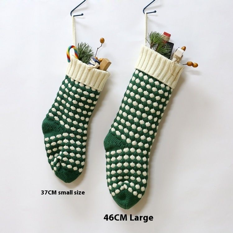 Grote maat 46CM garen gebreide cadeau decoratie snoepzak stippen hanger kerst sokhoes_voghion.com