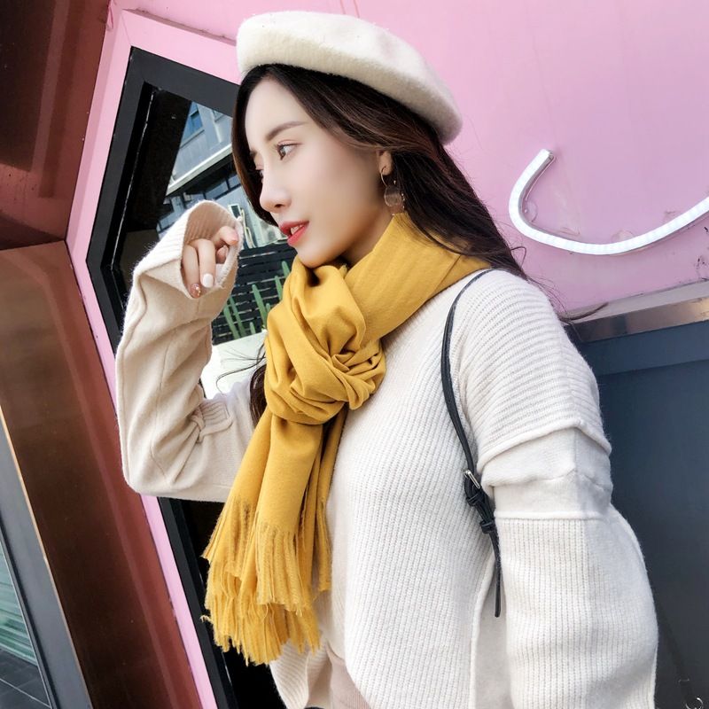 24 Autumn/Winter Solid Color  Scarf Women's Versatile Super Soft Shawl Cashmere Neck Gift_voghion.com