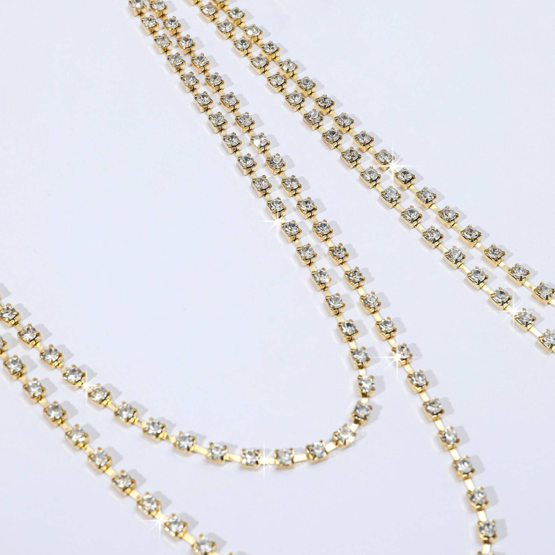 New Fashion Sparkling Diamond Water Drop Zircon Tassel Chest Chain Dinner Shoulder Chain Necklace Body Chain Water Diamond Chain Women's Accessori_voghion.com