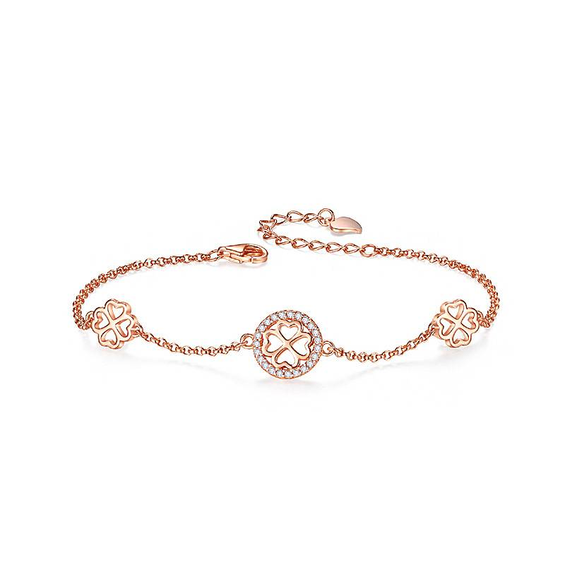 Damenschmuck Glücksklee-Armband aus 925er Sterlingsilber, Sternplatte, kurzes Geburtstagsgeschenk für die Freundin, einfacher Stil_voghion.com