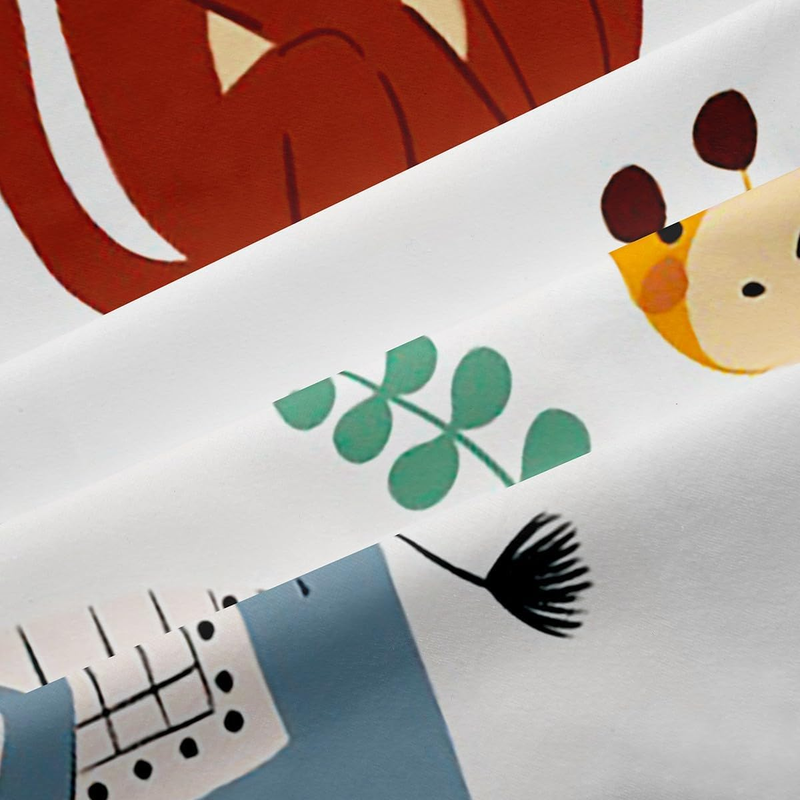 Cute Zoo Animals Darkening Cartoon Animal Curtains For Bedroom Living Room Wildlife Blackout Curtains Women Men Hipster Style Window Treatments_voghion.com