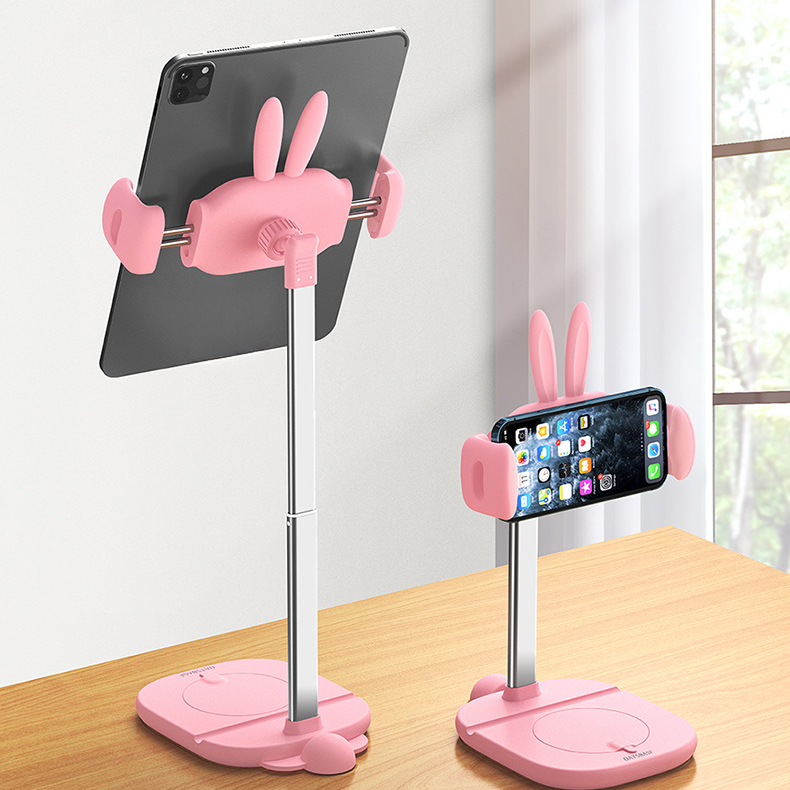 Clip Phone Stand For Desk, Adjustable Cute Bunny Phone Holder Hand-Free, 360 Rotation Mobile Phone Stands Compatible With Smartphones 4-7 Inch Devices_voghion.com