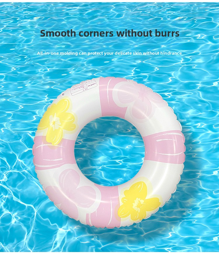 Vintage Floral Inflatable Pool Float For Women - Thickened Eco-Friendly PVC Swim Ring (Retro Design Non-Toxic Includes Repair Patch & Storage Bag)_voghion.com