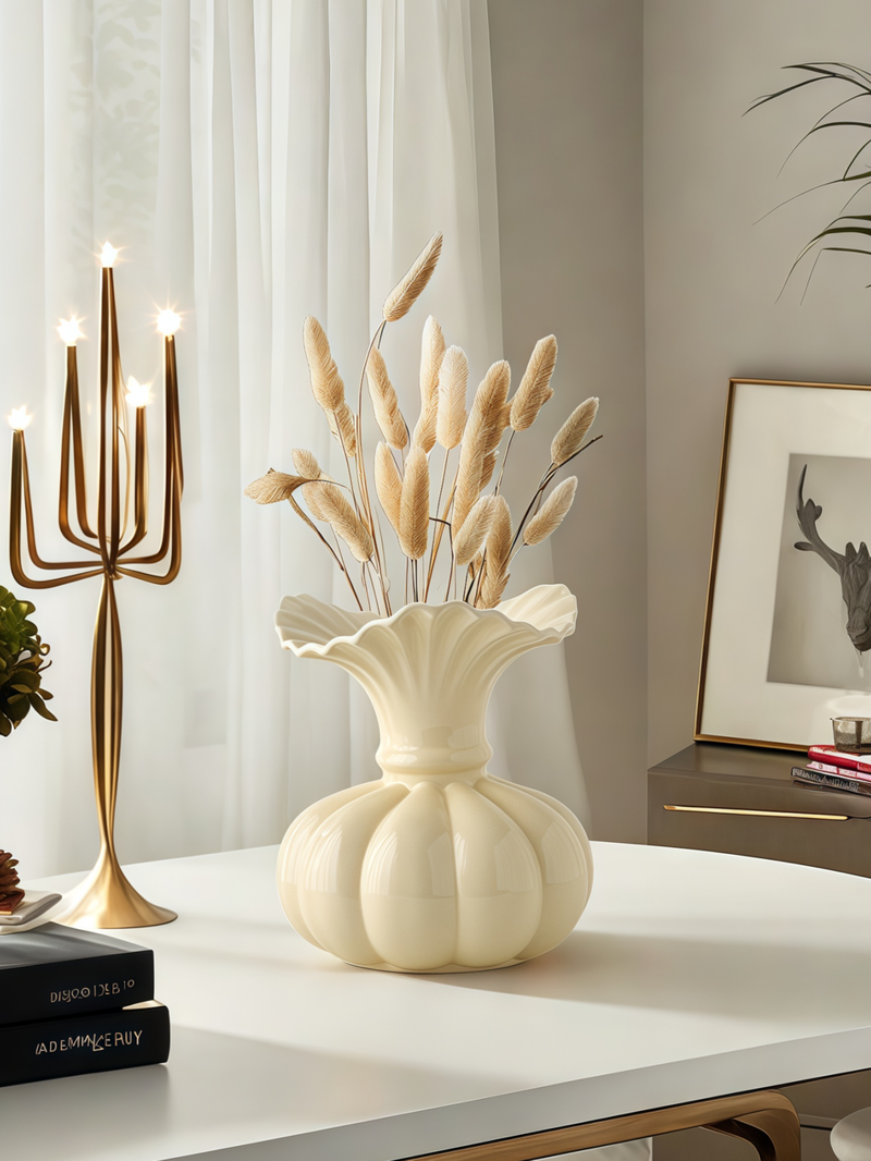 Vase en céramique de style nordique créatif français, rempli d'eau, pour compositions florales, décoration multi-scènes_voghion.com