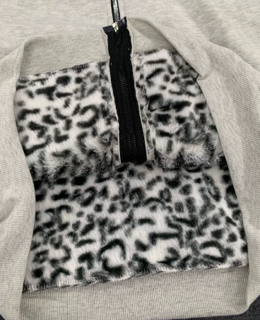 Reversible Leopard Print Fleece Hoodie - Unisex Streetwear Pullover With Silicone Triangle Detail, Winter Warm Top_voghion.com