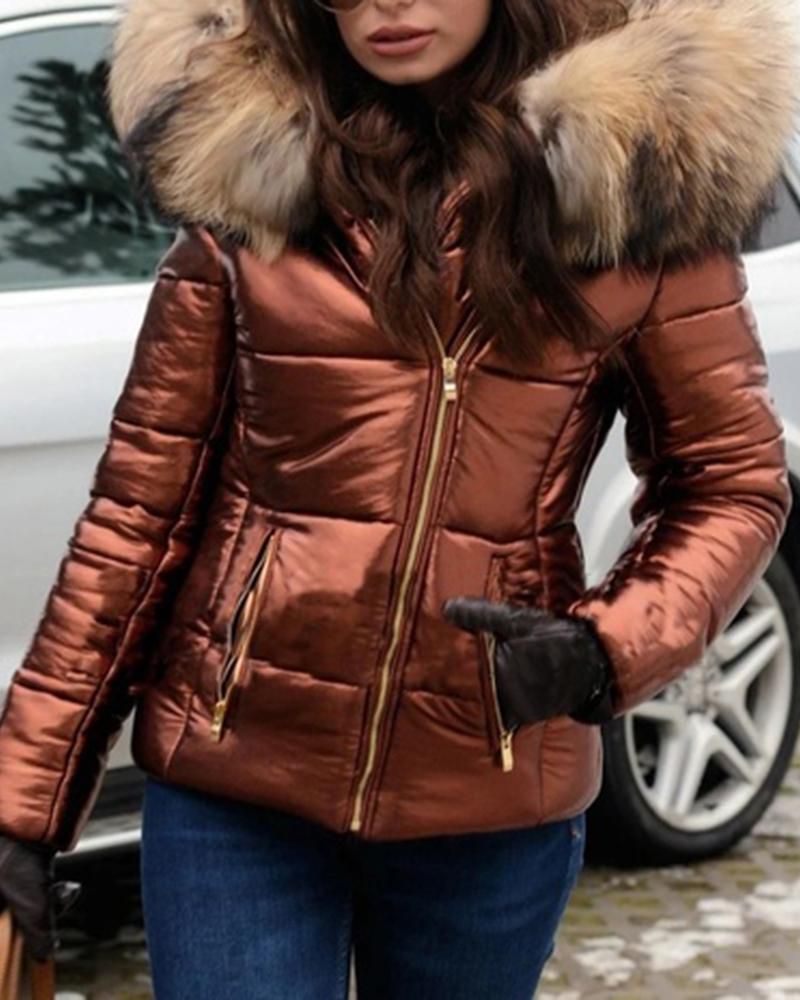 Women's Winter Hooded Puffer Jacket With Fur Trim, Lightweight Warm Coat, Plus Size Outerwear For Ladies (6 Colors Available)_voghion.com
