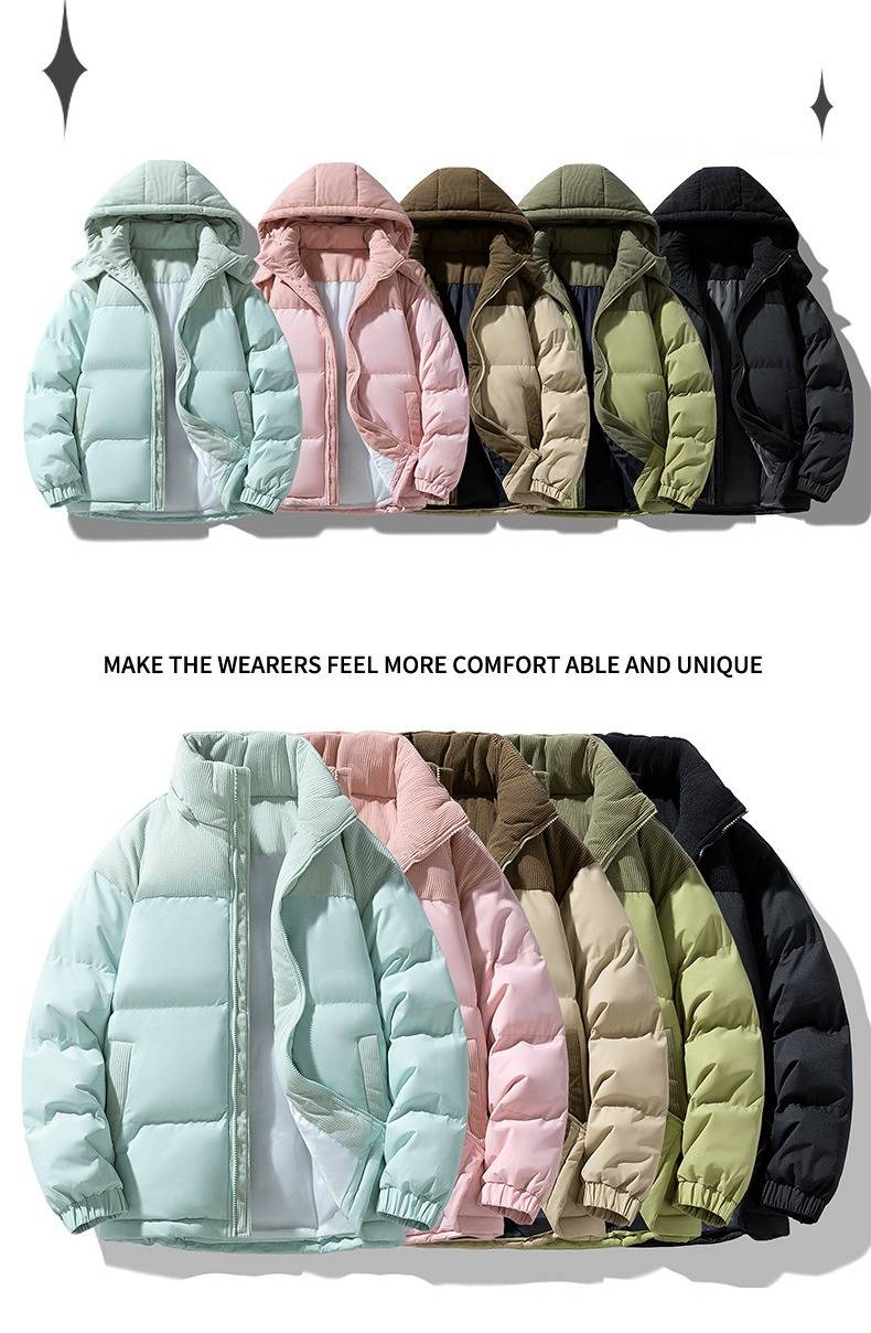 Piumino unisex con cappuccio – Streetwear coreano oversize, imbottitura in cotone pesante, esterno in poliestere resistente all'acqua (S-3XL, colori opachi)_voghion.com