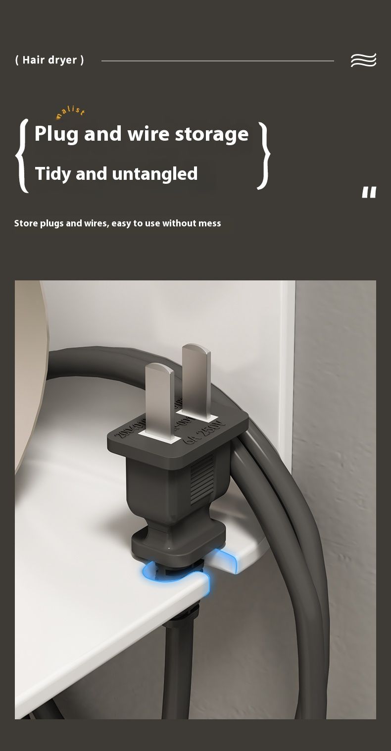 Support de sèche-cheveux Space en aluminium – Support mural sans perçage pour sèche-cheveux et articles de toilette, compact et léger, universel pour toutes les salles de bains_voghion.com