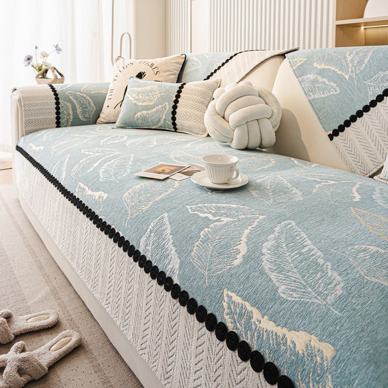 Floral Chenille Sofa Cushion Covers – Non-Slip, Universal Fit For Straight & Sectional Sofas (Botanical Patterns, Soft Textured Fabric)_voghion.com