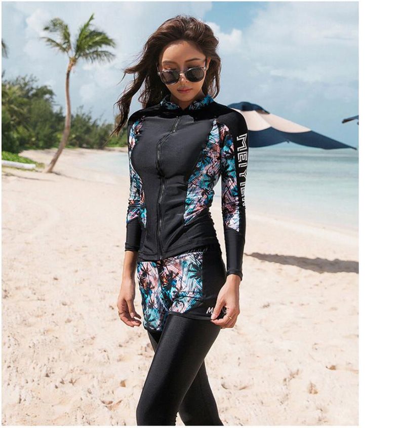 Dameskleding Lange mouwen badpak Dames duikpak Zonnebrandcrème Kwallenpak Broek Split surfpak Snorkelpak_voghion.com