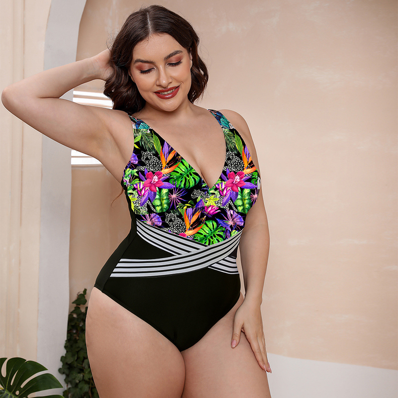 Maillot de bain une pièce en nylon sans acier, col en v, grande taille, pour femmes, offre spéciale_voghion.com