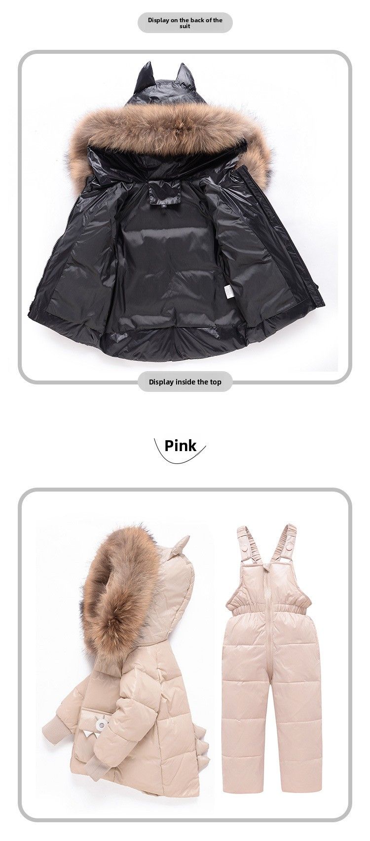 2025 Kinder Daunenjacke Kleinkind Kleinkind 1-5 Jahre alt Jungen und Mädchen neue Winter zweiteilige Set Top + Overalls_voghion.com
