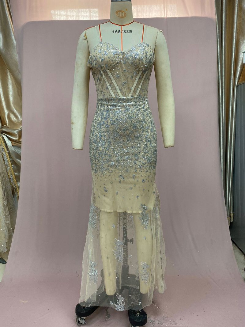 Abiti da ballo di lusso in cristallo 2025, sexy, con scollo a cuore, perline e paillettes, spacco, abito da sera, fatto a mano, da sposa._voghion.com