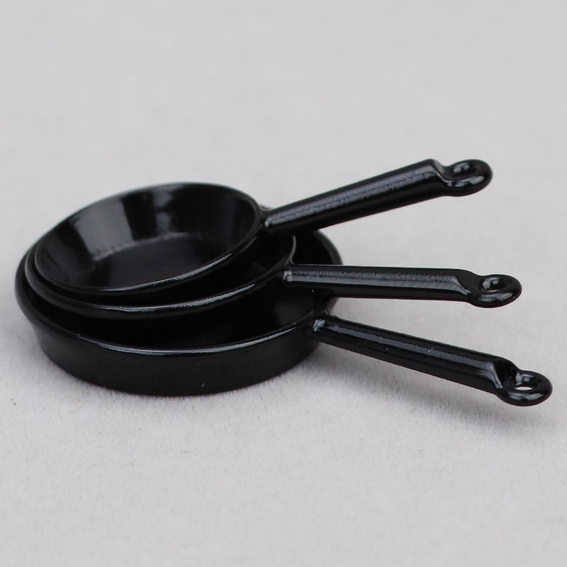 1:12 dollhouse dollhouse miniature furniture accessories mini kitchen utensils alloy pan three-piece set_voghion.com