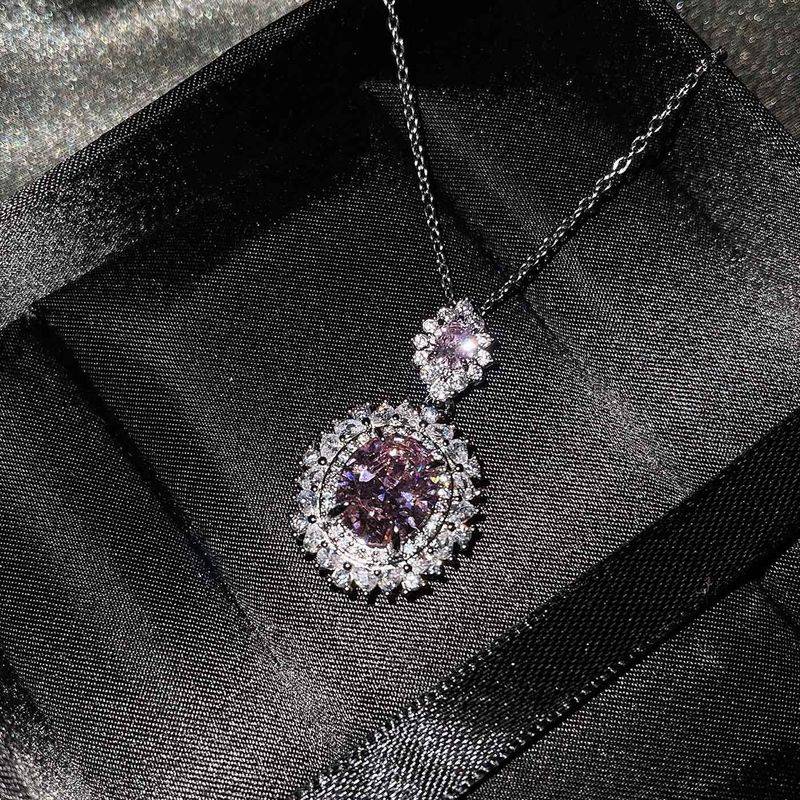 Europäische und amerikanische neue Luxus-Farbschatz-Set mit eingelegtem blauem und gelbem Zirkon, Halskette, Ring, Ohrringe, Anhänger, weiblicher Saphir_voghion.com