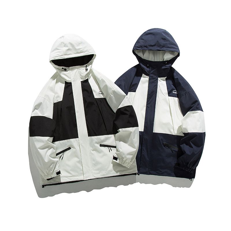 Nanxia Disguise Winter Color Block Patchwork Reißverschlusstasche Kapuzenjacke Trendy 3-in-1 Daunenmantel_voghion.com
