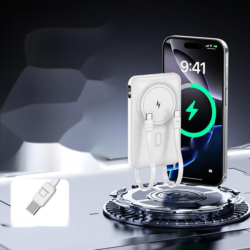 22.5W Magnetic Wireless Fast Power Bank With Built-in Cable & Stand – Portable Charger For IPhone & Qi Devices_voghion.com