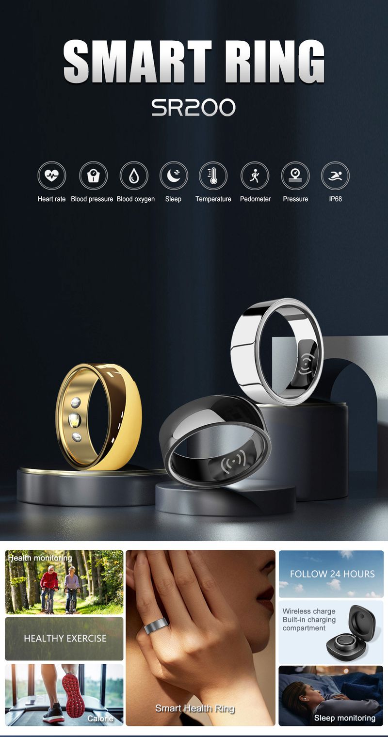 Rings SR200SR300 Smart Ring Heart Rate Blood Pressure Blood Oxygen Sleep Calories Health Emotion Management APP_voghion.com
