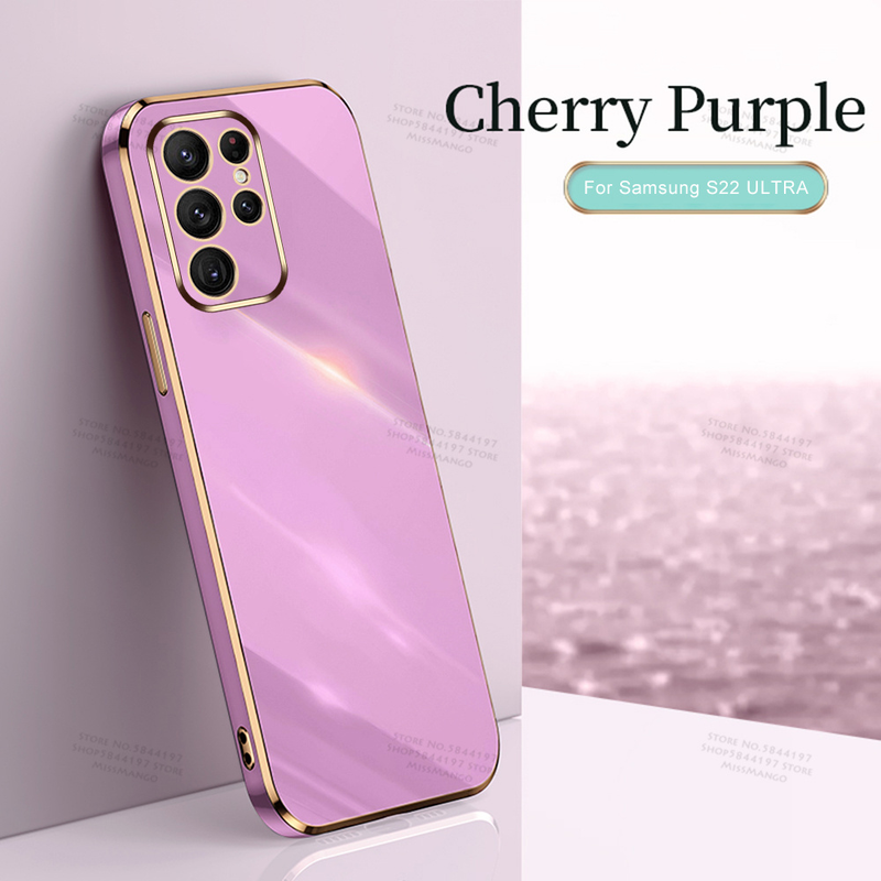Lüks Elektrolize Kapak Kılıf Samsung S22 Ultra Plus Samsung İçin Yumuşak Silikon Lens Koruması_voghion.com