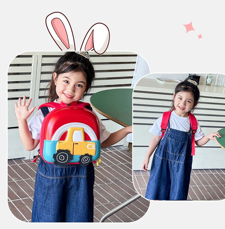 Nueva mochila escolar para niños de jardín de infantes, linda mochila rígida con diseño de coche de dibujos animados, mini mochila para bebé_voghion.com