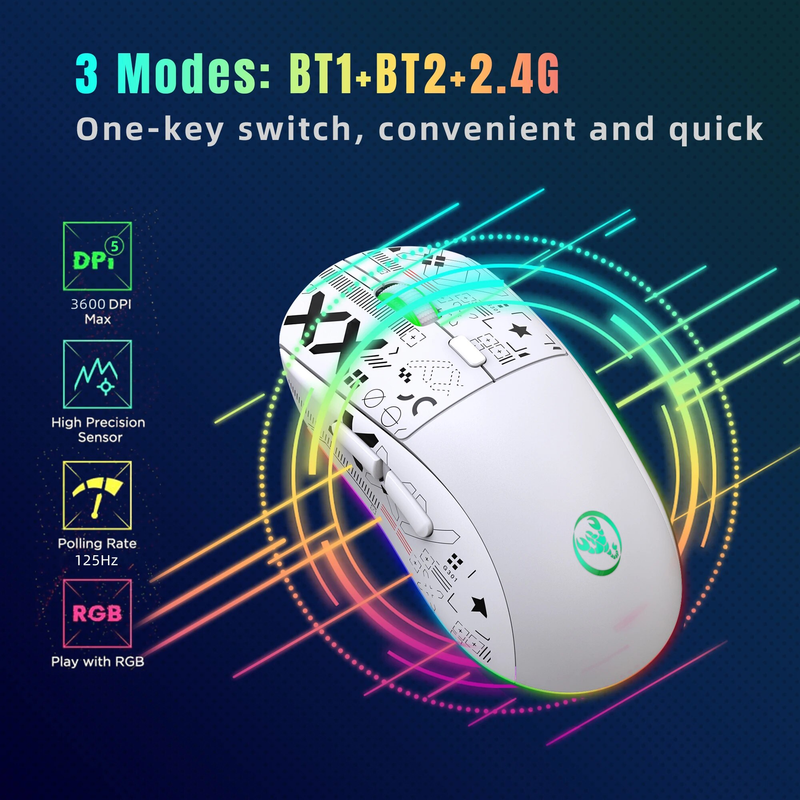 3 režiimiga Bluetoothi mängude taaslaetav 2,4G USB juhtmeta RGB taustavalgustusega hiir iPadi tahvelarvuti sülearvutile_voghion.com