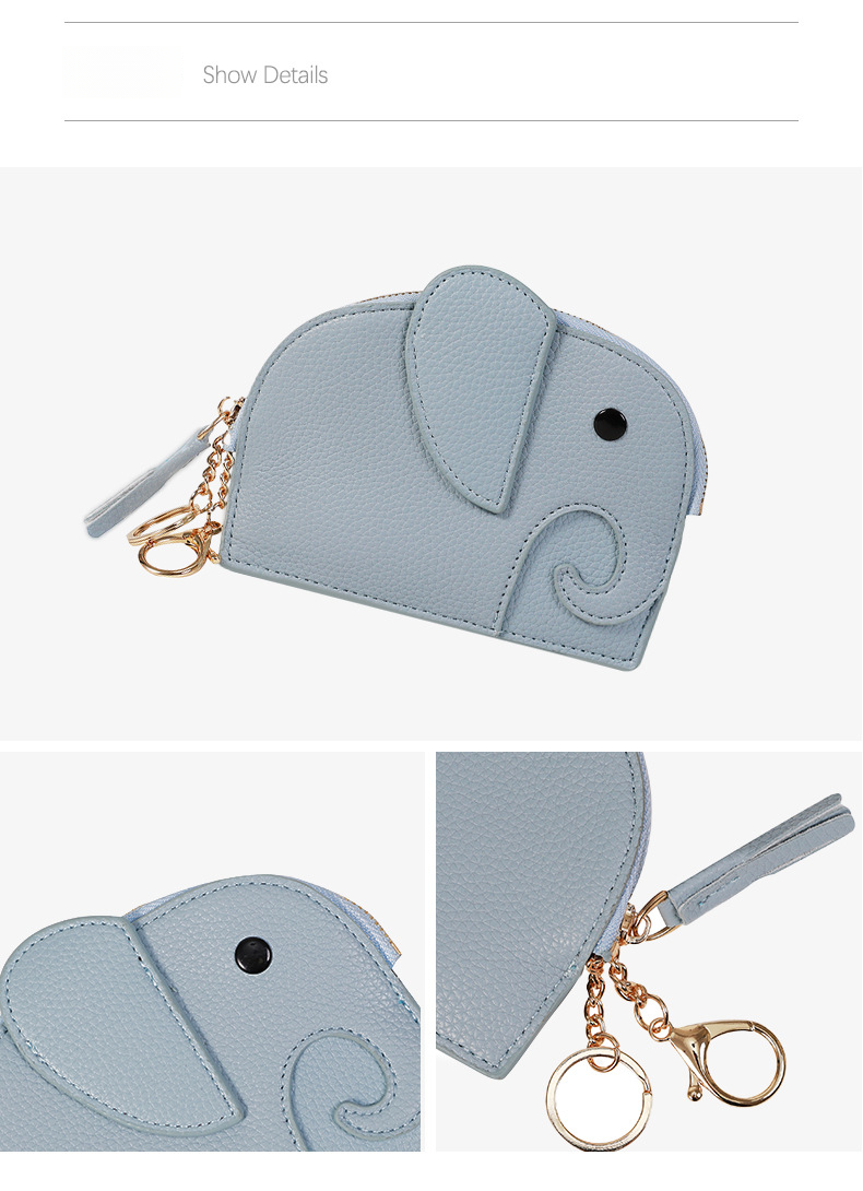 2024 Νέο πορτοφόλι κοριτσιού με φερμουάρ, πορτοφόλι ελέφαντα μηδέν, πορτοφόλι INS PU, δημιουργική τσάντα κλειδιών, μικρό πορτοφόλι με ζώα, γυναικεία τσάντα κερμάτων, χαριτωμένη μικρή τσάντα, τσάντα αποθήκευσης_voghion.com