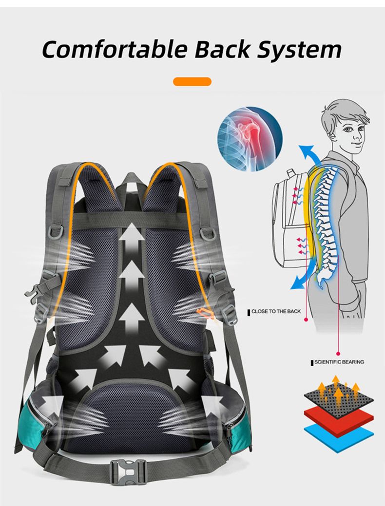 Σακίδιο πλάτης 50L από νάιλον Κάμπινγκ Αθλητισμός Πεζοπορία Πεζοπορία Αναρρίχηση Ταξίδι Ανακλαστικά παπούτσια ώμου Lage υπαίθρια ανδρική τσάντα_voghion.com