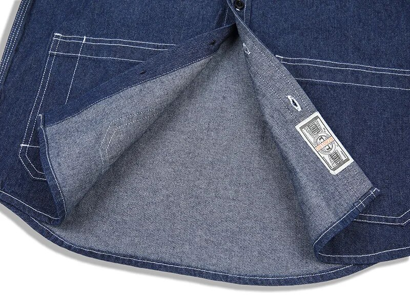 İlkbahar Sonbahar Kargo Gömlek Erkekler Uzun Kollu Çizgili Batı denim gömlek Safari Tarzı Askeri Erkek Gömlek Çok cepler Erkekler Tops_voghion.com