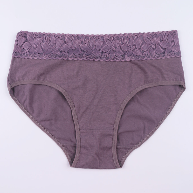 2025d Plus Size Cotton Lace Mid-Waist Briefs Women's Triangle Panties_voghion.com