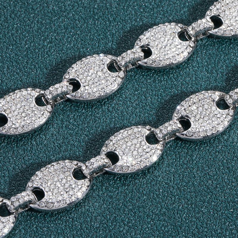 Jewelry Cuban 12mm Alloy Pig Nose Men's Diamond Set Bracelet_voghion.com