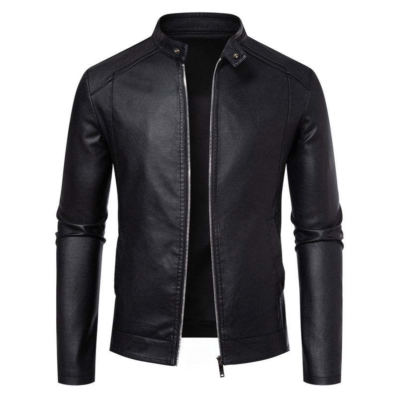 Giacca in pelle spessa, versatile, foderata in pile, vestibilità slim, da uomo, autunno inverno 2025, nuova taglia forte_voghion.com