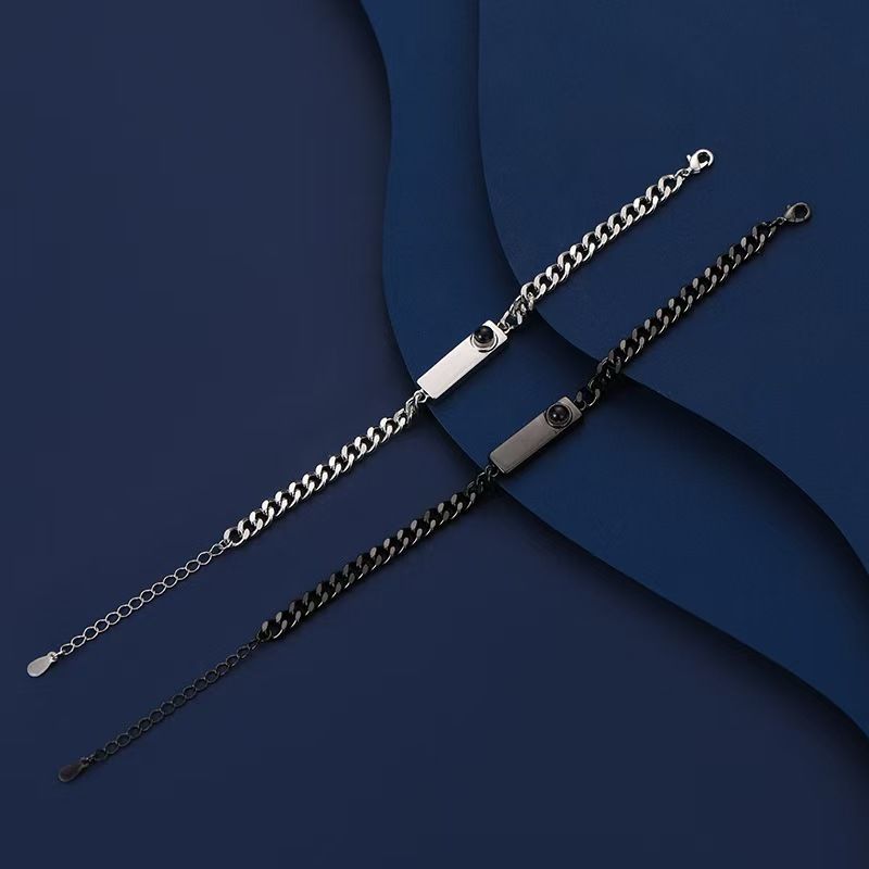 Nuovi braccialetti di coppia in acciaio inossidabile con incisione "Ti amo" in 100 lingue, gioielli con proiezione fotografica personalizzata_voghion.com