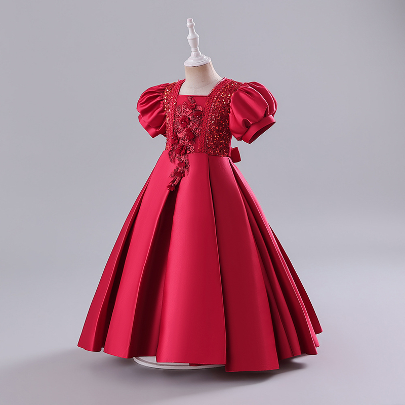 Robe princesse à fleurs pour filles d'un an, spectacle de Piano d'été_voghion.com