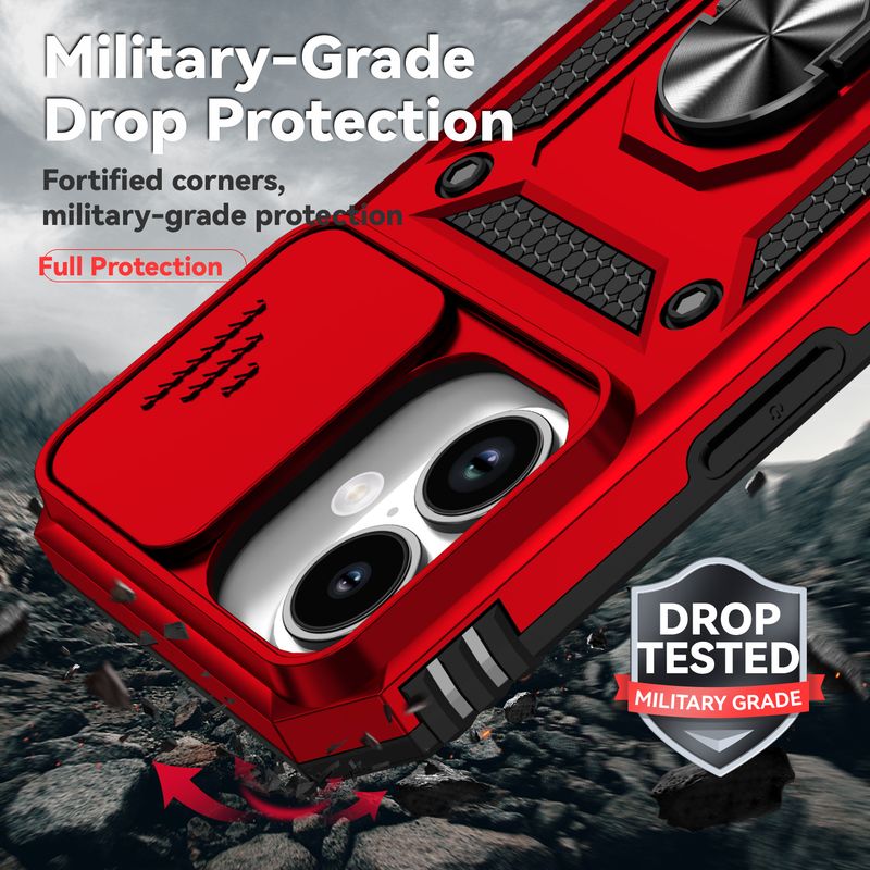 Für iPhone 17, 16, 15, 14, 13, 12, 11 Pro Max, Mini Plus, 17 Air: Stoßdämpferring-Abdeckung in Militärqualität mit Schiebemechanismus zum Schutz der Kameralinse_voghion.com