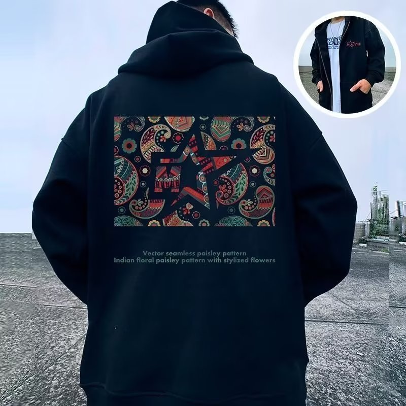 Winter American style loose fitting fat plus size hooded plush zippered cardigan 300 kg men's hoodie jacket_voghion.com