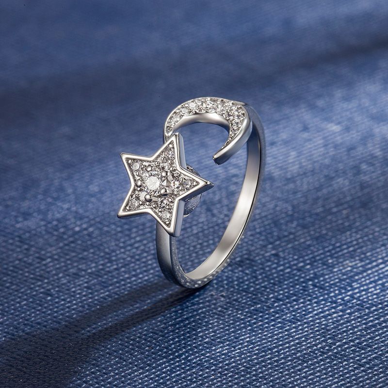 Ancient Craft Star Moon Ring For Women 2024 New Rotating Trendy Timeless Live Broadcast_voghion.com