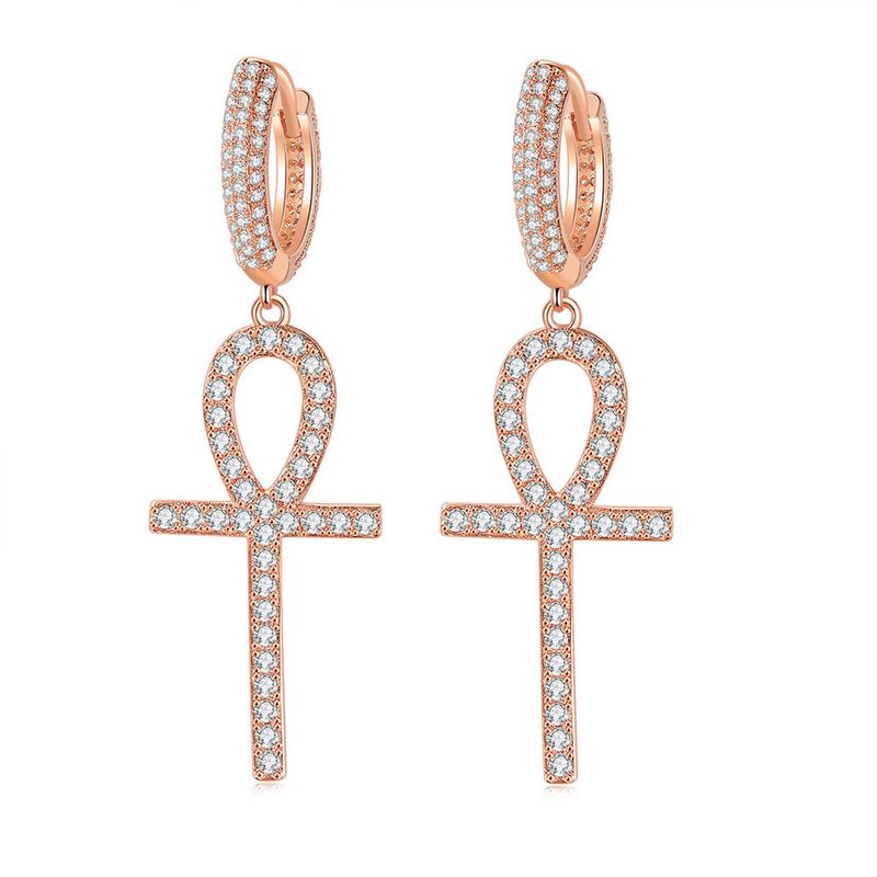 Popular Zircon Earrings cross butterfly star moon hip hop Earrings Gold Plated men's and women's Earrings_voghion.com