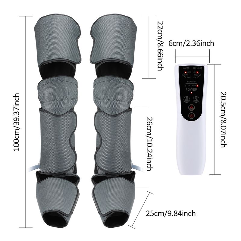 Masajeador eléctrico de presión de aire para piernas, 360°, cobertura total, compresa caliente, masaje para circulación sanguínea, relajación muscular de pantorrillas y pies_voghion.com