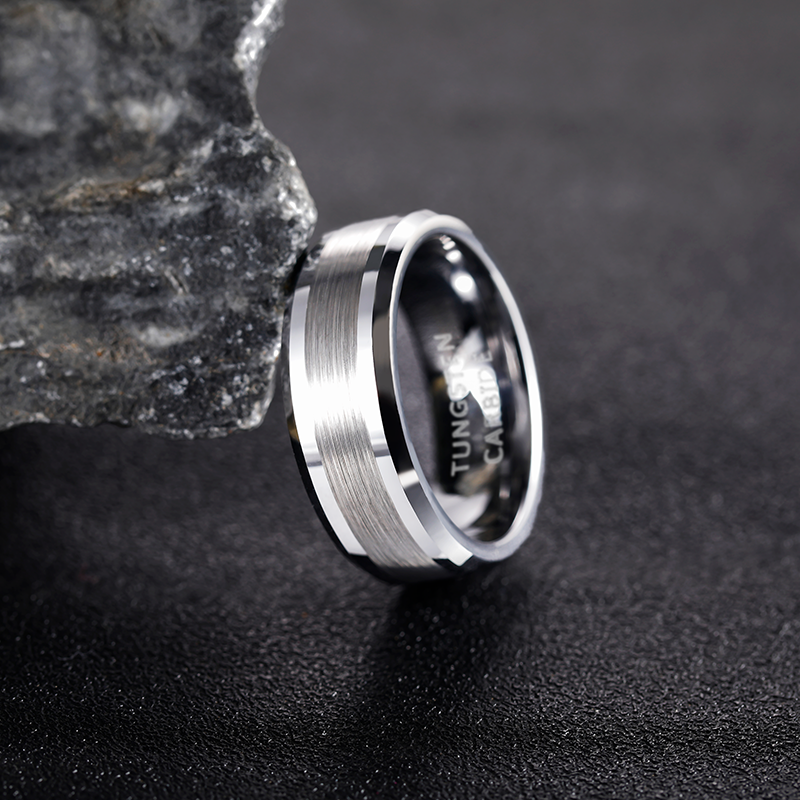 TIGRADE Fashion 6/8MM Anelli da uomo lucidi in carburo di tungsteno spazzolato Semplice classico Anello di fidanzamento con fede nuziale_voghion.com