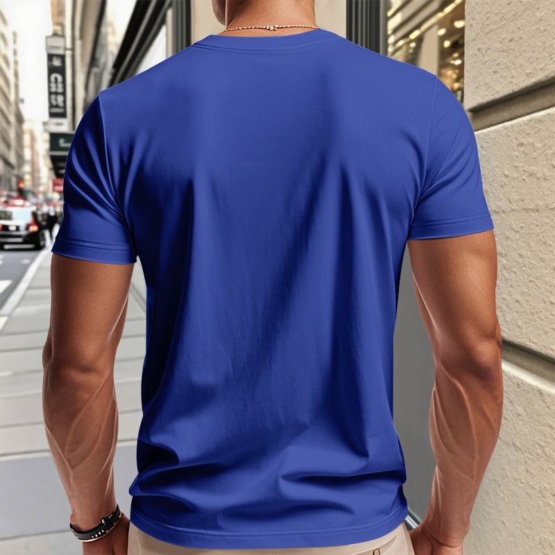 Herrenbekleidung T-Shirt Einfarbig V-Ausschnitt Kurzarm Sommer Neue Große Größe Trend Tops_voghion.com