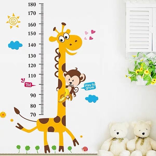 Giraffe Kinder Mieter Halle Cartoon Baby Messung, Wand Dekoration Aufkleber, Tier Höhe Aufkleber_voghion.com