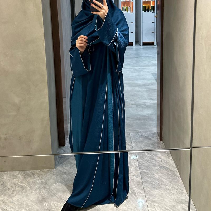 Dameklær Dubai Tyrkia Dubai Ensfarget Hooked Cardigan Plus Innerkjole Lr692_voghion.com
