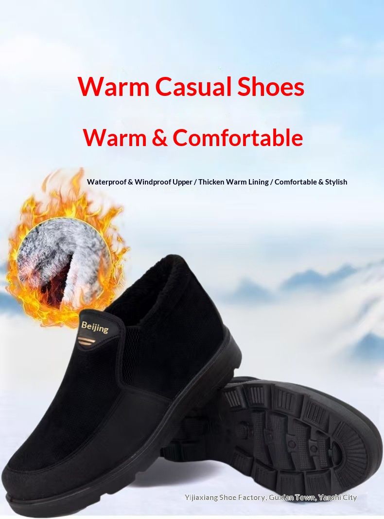 Glide Winter Neue Baumwoll-Fleeceschuhe, Stoßdämpfung, verdickte, wasserdichte Schneestiefel für Herren, kurze Stiefel, warm, alt, Peking_voghion.com